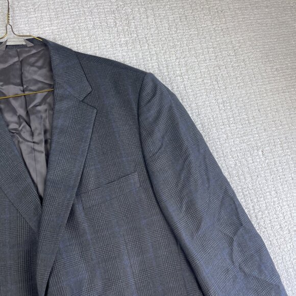 J.P. Tilford Samuelsohn x Harry Rosen Gray/Blue gingham Sport Blazer Jacket 46R - Picture 4 of 16